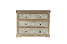 Load image into Gallery viewer, 40&quot; Long Hand Carved 3 Drawer Chest
