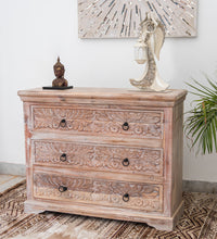 Load image into Gallery viewer, 40&quot; Long Hand Carved 3 Drawer Chest
