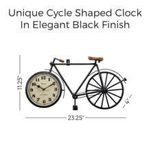Load image into Gallery viewer, Unique Cycle Shaped Wall Clock in Elegant Black Finish
