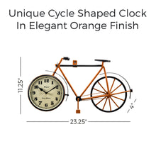 Load image into Gallery viewer, Unique Cycle Shaped Wall Clock in Elegant Orange Finish
