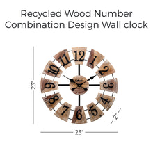 Load image into Gallery viewer, Recycled Wood Number Combination Design Wall Clock
