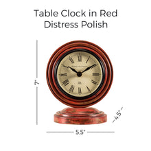 Load image into Gallery viewer, Table Clock in Red Distress Polish
