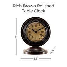 Load image into Gallery viewer, Rich Brown Polished Table Clock
