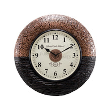 Load image into Gallery viewer, 15.75&quot; Designer Wall Clock in Half Copper and Half Wood Case
