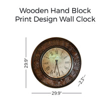 Load image into Gallery viewer, Wooden Hand Block Print Design Wall Clock
