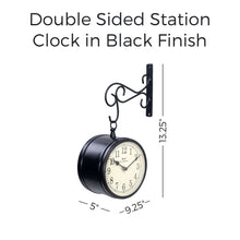 Load image into Gallery viewer, Double Sided Station Clock in Black Finish
