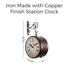 Load image into Gallery viewer, Iron Made with Copper Finish Station Clock
