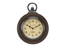 Load image into Gallery viewer, Wooden Wall Clock in Brown Polish with Iron Hook

