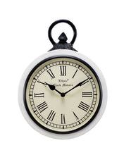 Load image into Gallery viewer, Wooden Wall Clock in White Polish with Iron Hook
