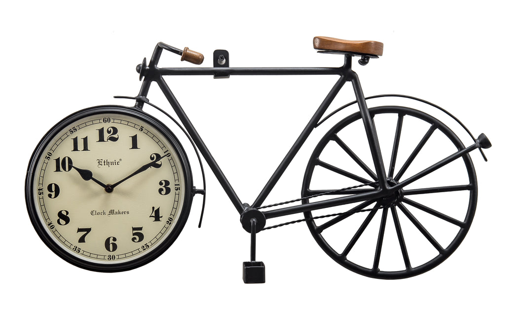 Unique Cycle Shaped Wall Clock in Elegant Black Finish