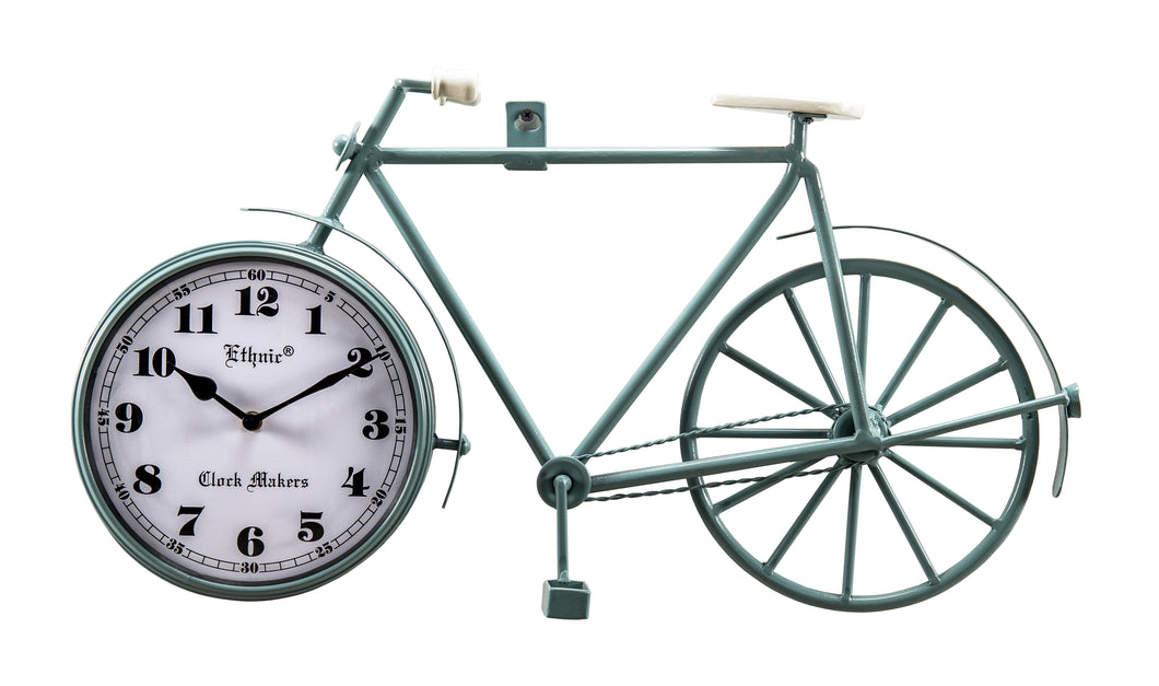 Unique Cycle Shaped Wall Clock In Elegant Blue Finsh