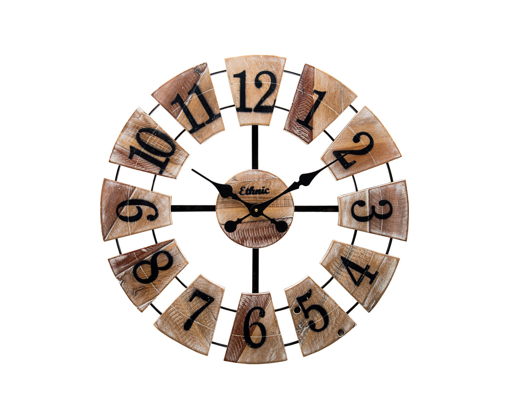 Recycled Wood Number Combination Design Wall Clock