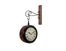 Load image into Gallery viewer, Station Clock with Iron Wooden Stand
