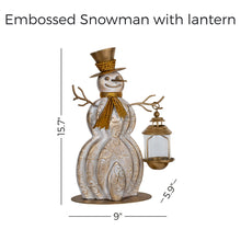 Load image into Gallery viewer, Embossed Snowman with lantern
