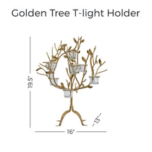 Load image into Gallery viewer, 22&quot; Tall Golden Tree Tea Light Candle Holder
