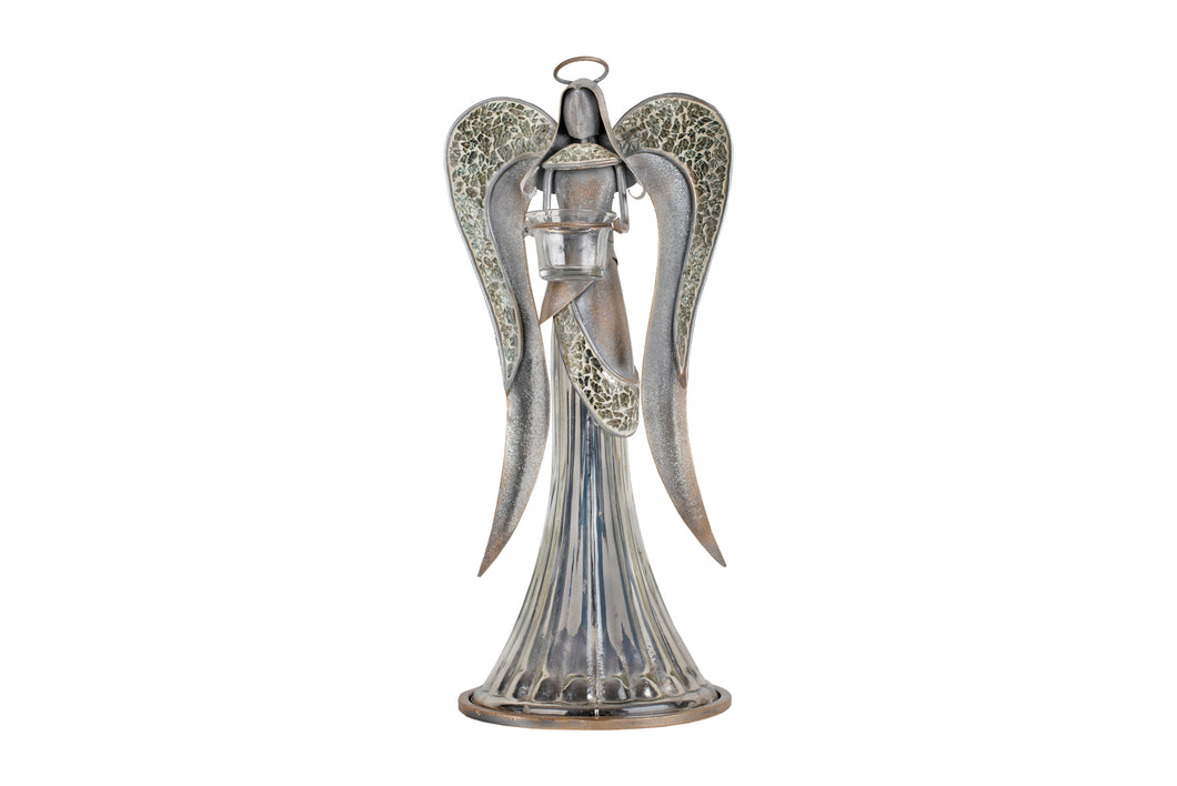 Angel in Glass Mosaic with Tea Light Candle Holder