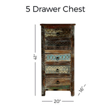 Load image into Gallery viewer, 41&quot; Tall Recycled 5 Drawer Chest
