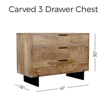 Load image into Gallery viewer, 41&quot; Long Carved 3 Drawer Chest
