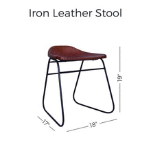 Load image into Gallery viewer, 19&quot; Iron Leather Stool
