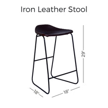 Load image into Gallery viewer, 29&quot; Tall Iron Leather Stool
