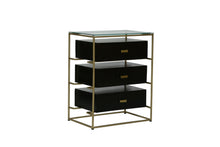 Load image into Gallery viewer, 30&quot; Tall Black 3 Drawer End/ Side Table with Glass Top
