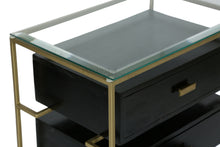 Load image into Gallery viewer, 30&quot; Tall Black 3 Drawer End/ Side Table with Glass Top
