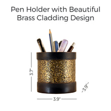 Load image into Gallery viewer, Pen Holder with Beautiful Brass Clading Design
