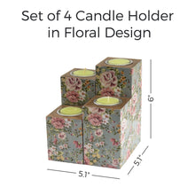 Load image into Gallery viewer, Set of 4 Candle Holder in Floral Design
