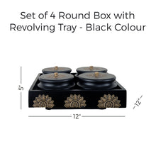 Load image into Gallery viewer, Set of 4 Round Box with Revolving Tray - Black Color
