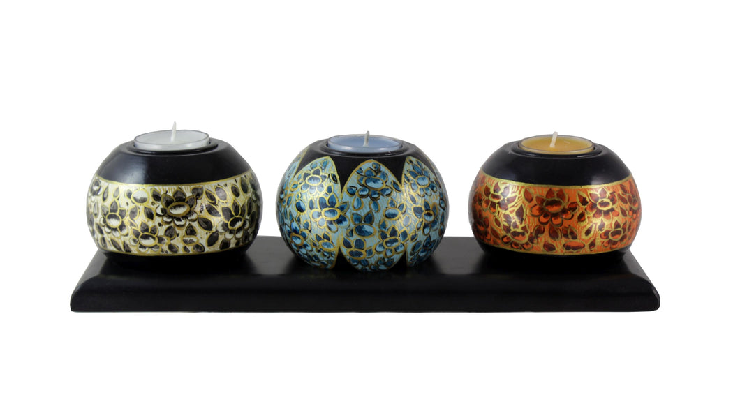 Kashmiri Painting Candle Holder - Set of 3