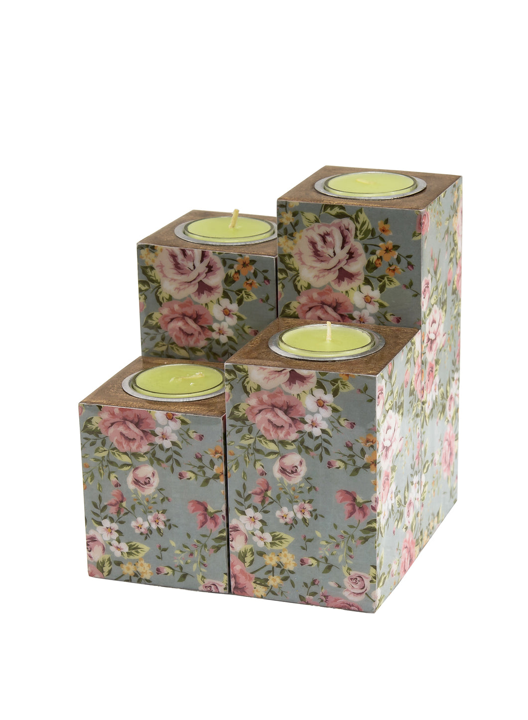 Set of 4 Candle Holder in Floral Design